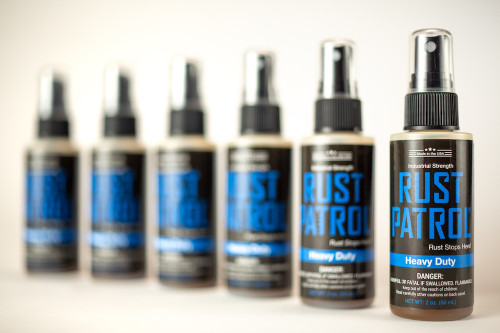 Rust Patrol Heavy Duty 2 oz Spray Bottles in a line Rust Patrol Heavy Duty 2 oz Spray Bottles in a line