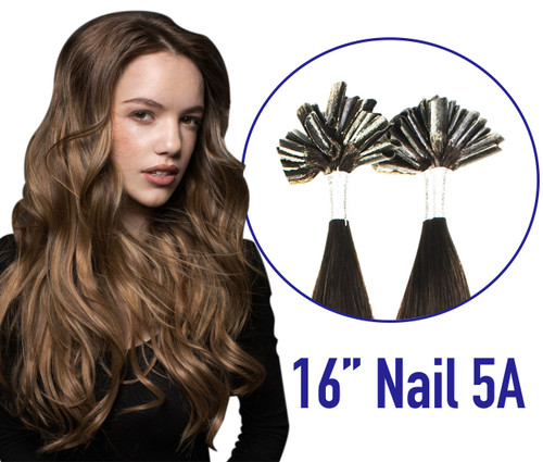 16" Nail Tip Hair Extension 50 Strands 5A