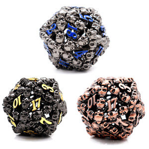 skull hollow metal dnd dice set D20 skull hollow metal dnd dice set D20