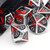 silver metal dice, black red metal dice, vampire dice, haxtec dice, metal dice