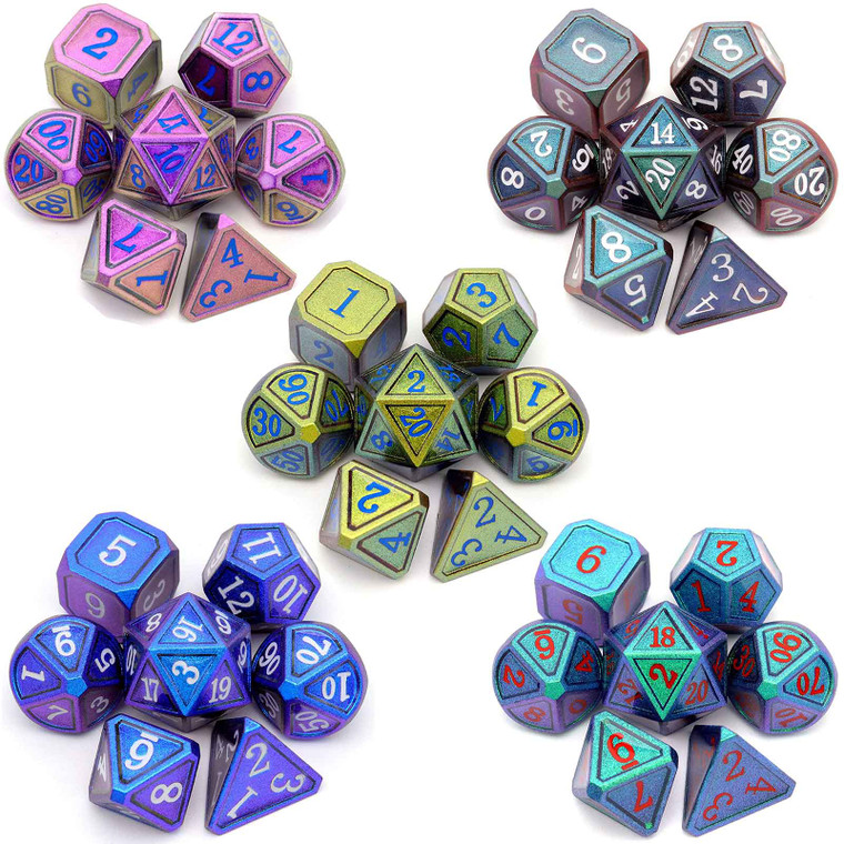 chameleon metal dice, metal dice, color changing metal dice