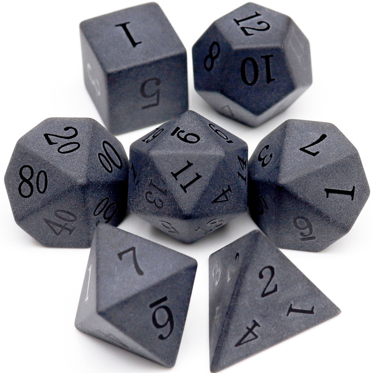 black obsidian gemstone dnd dice set