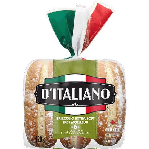 D’Italiano Brizzolio Extra Soft Hot Dog Buns pack of 6 – Ace Convenience Canada