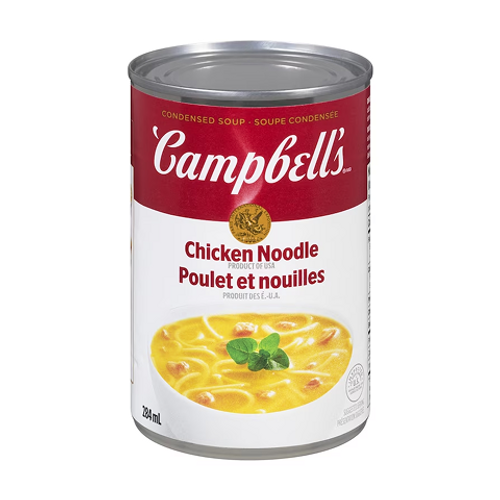 Campbell’s Chicken Noodle Soup 284ml – classic chicken noodle soup with tender chicken, noodles, and savory broth