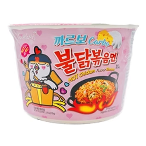 Samyang Buldak Spicy Carbonara Noodle Bowl 105g – creamy and spicy instant noodles with rich carbonara flavor