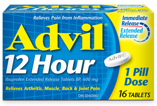 Advil 12 Hour Relieves Back & Muscle 16 Tablets – long-lasting pain relief for backaches and muscle soreness