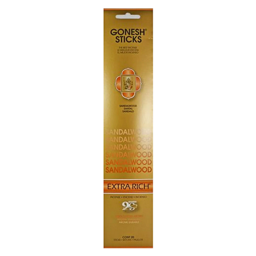 Gonesh Sticks Incense Sandalwood 20 Pack – aromatic incense sticks with soothing sandalwood fragrance