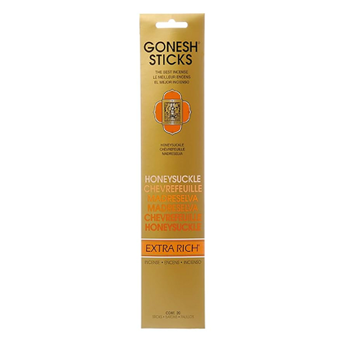 Gonesh Sticks Incense Honeysuckle 20 Pack – aromatic incense sticks with sweet honeysuckle fragrance