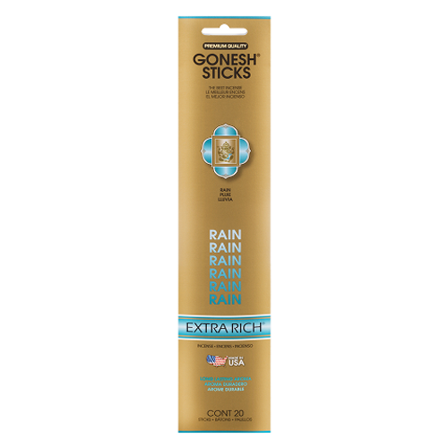 Gonesh Sticks Incense Rain 20 Pack – aromatic incense sticks with fresh rain-inspired fragrance