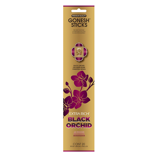 Gonesh Sticks Incense Black Orchid 20 Pack – aromatic incense sticks with elegant black orchid fragrance