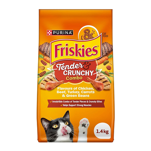 Friskies Tender & Crunchy Combo 1.4kg – dry cat food with a mix of tender pieces and crunchy kibble