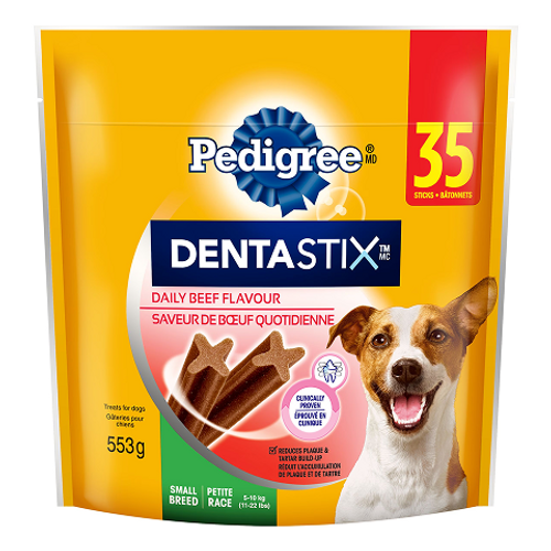 Pedigree Dentastix Beef Flavour Small Breed 553g – dental chews designed for small dogs to support oral health and fresh breath