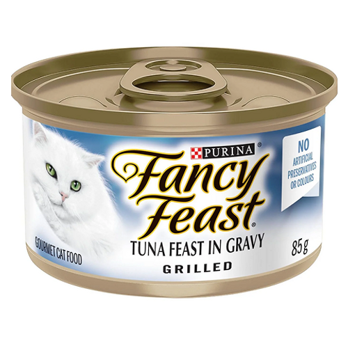 Fancy Feast Tuna in Gravy 85g – premium wet cat food with tender tuna in savory gravy, perfect for a nutritious and flavorful meal