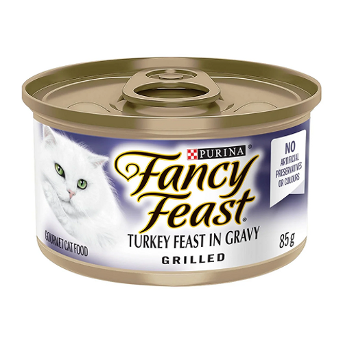 Fancy Feast Turkey Feast in Gravy 85g – premium wet cat food with tender turkey in savory gravy, perfect for a nutritious and flavorful meal