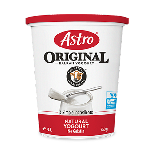 Astro Original Natural Yogurt 6% 750g – creamy, all-natural yogurt perfect for snacking, smoothies, and recipes