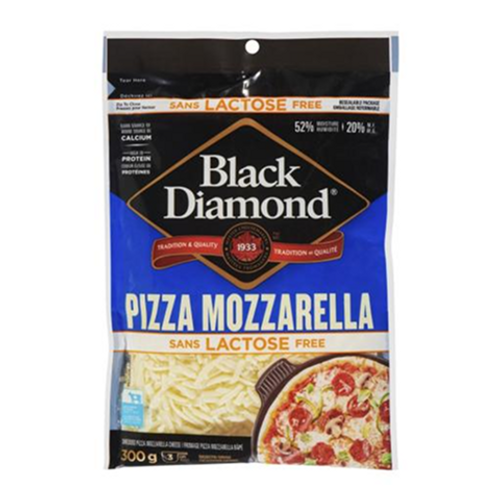 Black Diamond Lactose Free Pizza Mozzarella 300g – creamy, lactose-free mozzarella perfect for pizza, pasta, and cooking