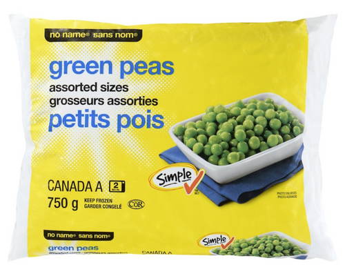 No Name Green Peas 750g – canned green peas, perfect for salads, soups, or side dishes