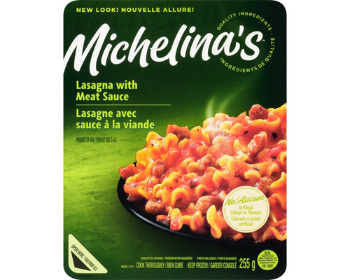 Michelinas Lasagna with Meat Sauce 225g – frozen meal with layers of pasta, meat, and rich tomato sauce, perfect for a quick and hearty dinner