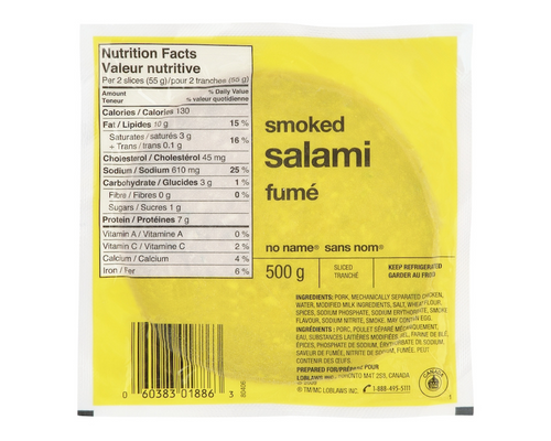 No Name Smoked Sliced Salami 500g – flavorful, ready-to-eat salami slices for sandwiches, charcuterie, and snacks