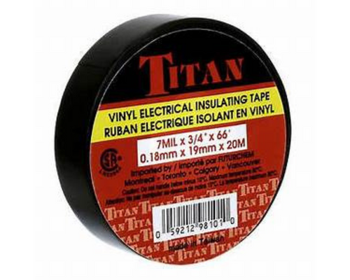 Titan Vinyl Electrical Tape Black 20m – durable insulation tape for electrical use Canada