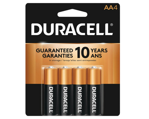 Duracell AA Alkaline Batteries 4 Pack – dependable long-lasting power for household devices