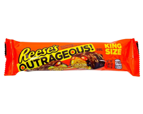 Reese’s Outrageous King Size 83g – chocolate bar with peanut butter, caramel, and peanuts for a decadent treat