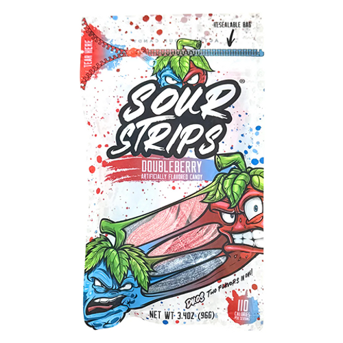 Sour Strips Doubleberry 96g – chewy, tangy candy strips with mixed berry flavors Sour Strips Doubleberry 96g – chewy, tangy candy strips with mixed berry flavors