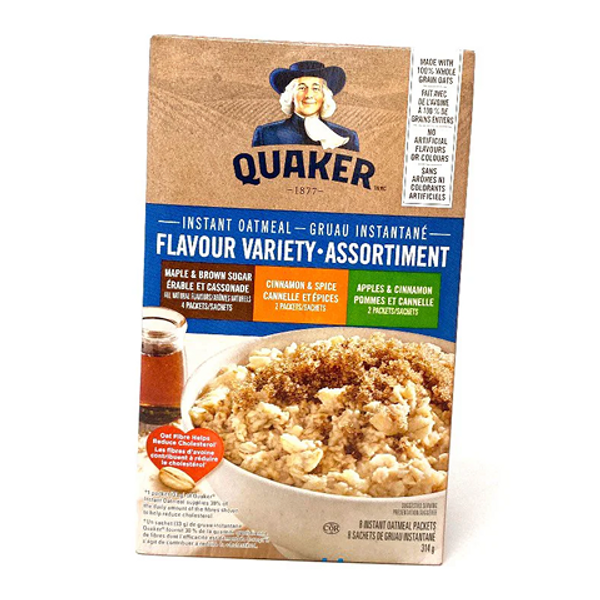 Quaker Flavour Variety Oatmeal 314g – instant oatmeal with assorted flavours for a warm, hearty, and delicious breakfast Quaker Flavour Variety Oatmeal 314g – instant oatmeal with assorted flavours for a warm, hearty, and delicious breakfast