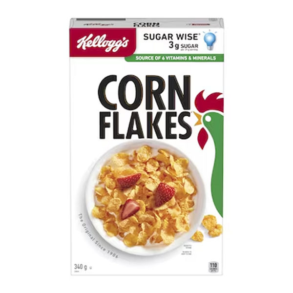 Kellogg’s Corn Flakes 340g – classic golden corn flakes cereal for a light, crispy, and nutritious breakfast Kellogg’s Corn Flakes 340g – classic golden corn flakes cereal for a light, crispy, and nutritious breakfast