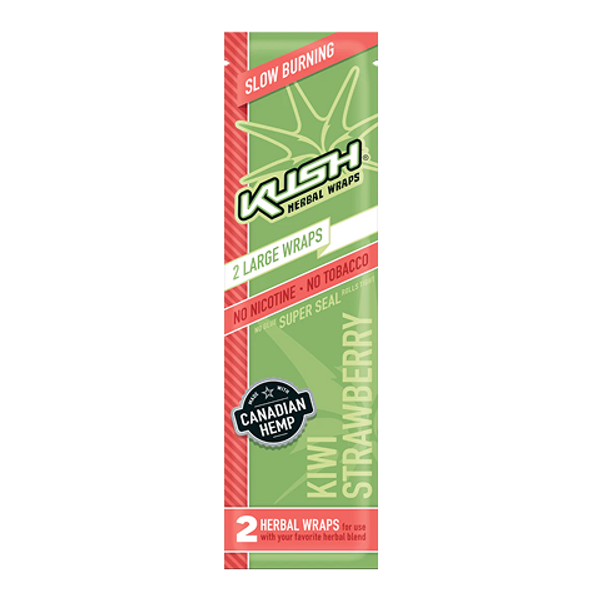 Kush Herbal Wraps Kiwi Strawberry 2 Pack – flavored herbal rolling wraps with a sweet kiwi and strawberry taste