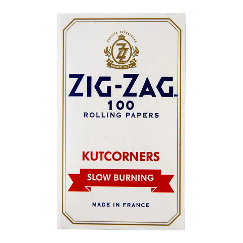 Zig-Zag White Kutcorners Single Wide – rolling papers with pre-cut corners for easy rolling and smooth, slow-burning smoke
