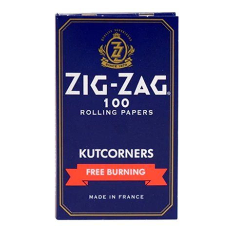 Zig-Zag Blue Kutcorners Single Wide – rolling papers with pre-cut corners for easy rolling and smooth, slow-burning smoke