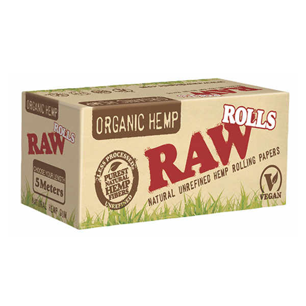 Raw Organic Hemp King Size Slim Rolls 5 Meter – unrefined organic hemp rolling paper roll for smooth, slow-burning smoking