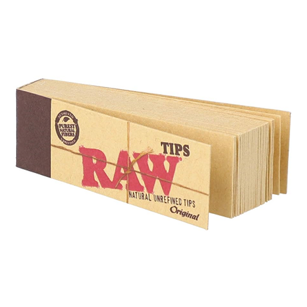 Raw Tips Original 50 Pack – natural unrefined pre-rolled tips for rolling papers, ensuring a smooth and clean smoke