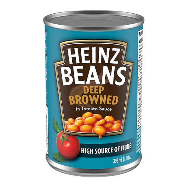 Heinz Beans Deep Browned in Tomato Sauce 398ml – savory baked beans slow-cooked for a rich, deep-browned flavor