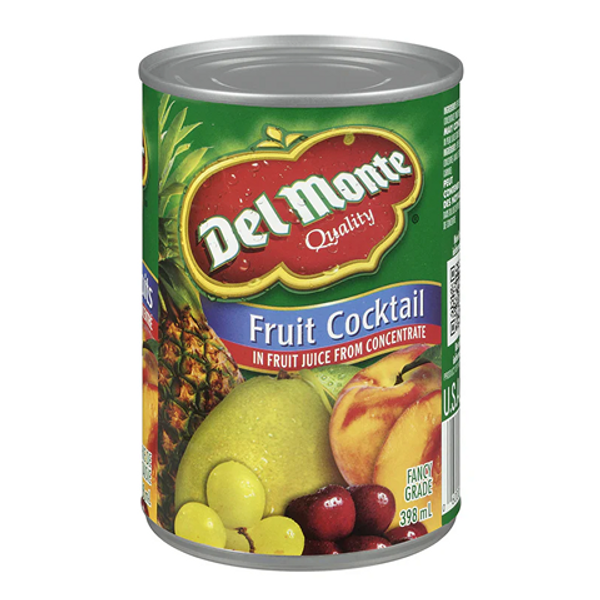 Del Monte Fruit Cocktail 398ml – mixed fruit pieces in light syrup for a sweet and convenient snack