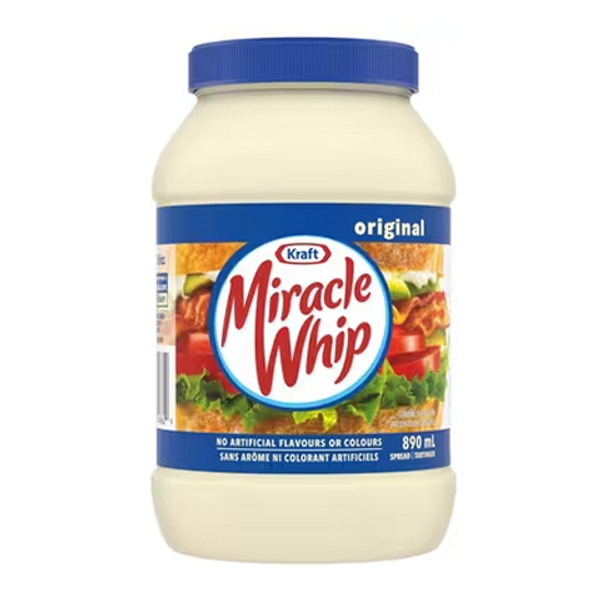 Kraft Miracle Whip Original 890ml – creamy and tangy spread perfect for sandwiches, burgers, salads, and dips