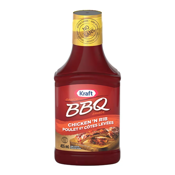 Kraft Chicken N Rib BBQ Sauce 455ml – savory and smoky barbecue sauce perfect for chicken, ribs, and grilling