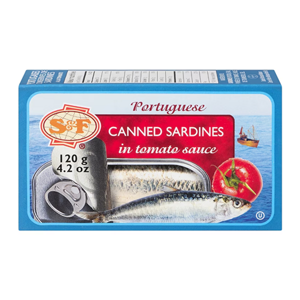 S&F Sardines In Tomato Sauce 125g – tender sardines in rich tomato sauce, perfect for sandwiches or snacks