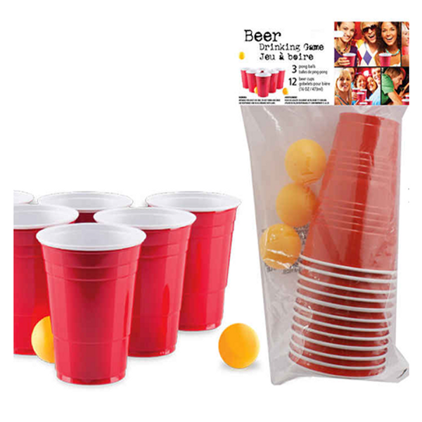 Beer Pong Drinking Game 3 Balls 12 Cups – classic party game set with cups and balls for fun drinking games