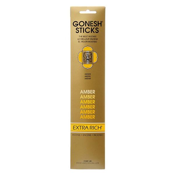 Gonesh Sticks Incense Amber 20 Pack – aromatic incense sticks with warm amber fragrance