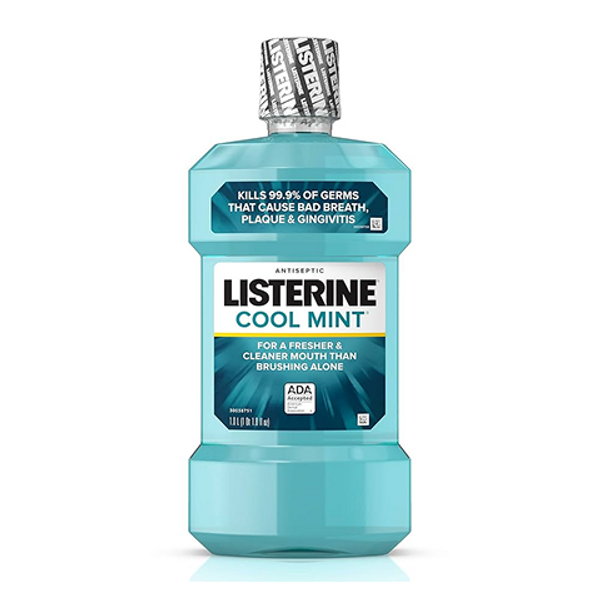 Listerine Cool Mint Mouthwash 1L – antiseptic mouth rinse for fresh breath and oral hygiene