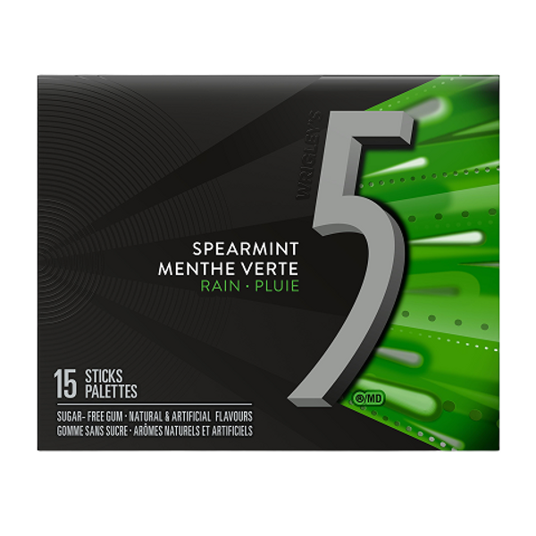 5 Gum Spearmint 15 Pieces – Sugar-Free Spearmint Chewing Gum Canada