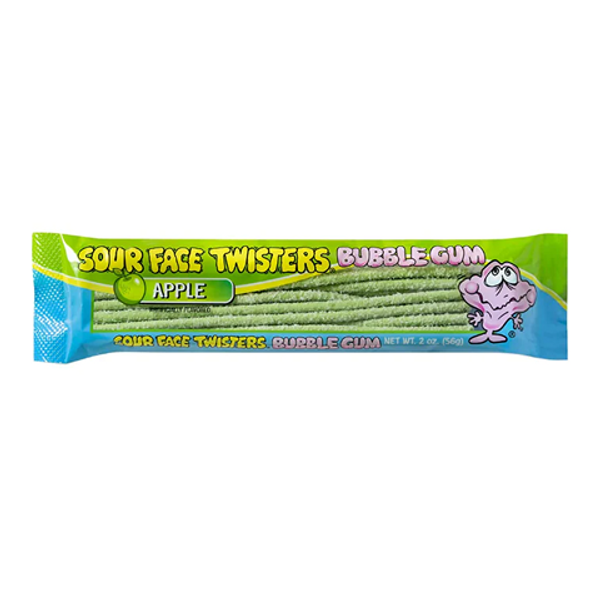 Face Twisters Apple Sour Bubblegum 56g – Chewy Sour Apple Bubble Gum Canada
