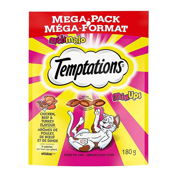 Temptations Mix Ups 180g – crunchy cat treats with a variety of flavors, perfect for rewarding and treating your cat