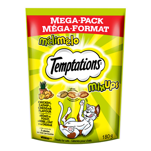 Temptations Chicken Catnip and Cheddar Mega 180g – crunchy cat treats with chicken, cheddar, and a hint of catnip, perfect for rewarding your cat Temptations Chicken Catnip and Cheddar Mega 180g – crunchy cat treats with chicken, cheddar, and a hint of catnip, perfect for rewarding your cat