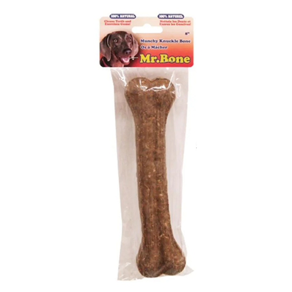 Mr. Bone Munchy Knuckle Bone 8in – durable chew bone for dogs to satisfy chewing instincts and promote dental health