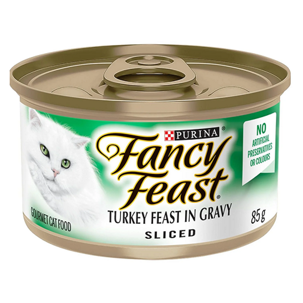 Fancy Feast Sliced Turkey in Gravy 85g – premium wet cat food with sliced turkey in savory gravy, perfect for a nutritious and flavorful meal