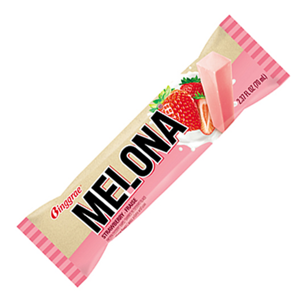 Melona Strawberry Ice Bar 70ml – creamy and refreshing strawberry-flavored ice bar, perfect for a fruity frozen treat