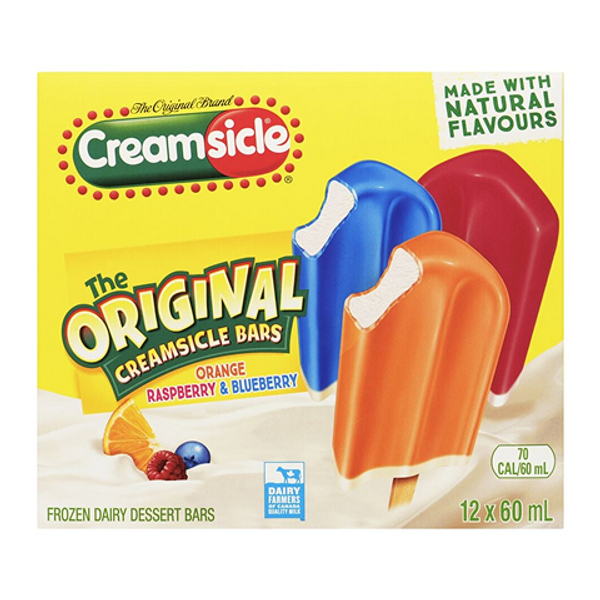 Creamsicle The Original Bars 12x60ml – creamy vanilla ice cream coated with refreshing orange sherbet, perfect for a classic frozen treat